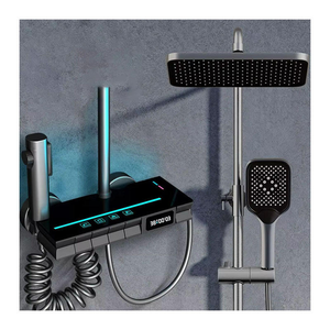 Bộ sen tắm bằng hợp kim giá sỉ, kỹ thuật số, màu đen trắng xám, gắn tường, nóng lạnh, phòng tắm - Product Image 1