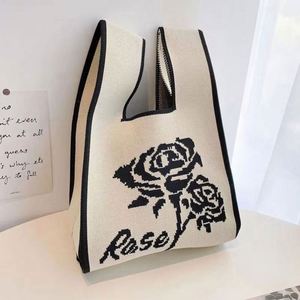 Fashion <b>Cute</b> Knitted Waterproof Polyester Handbag Casual Women Zipper Closure Wrist Tote Bag Mini <b>Purse</b> Back to School Travel - Product Image 5