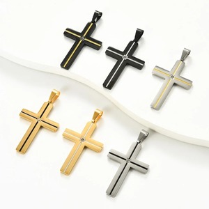 Collier Pendentif Croix en Acier Inoxydable et Zircon pour Femme et Homme, Simple, Bicolore, Style Hip Hop, Polyvalent, Bijou Religieux, Chaîne de Prière - Product Image 4