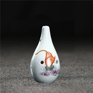 Ocarina en céramique blanche peinte à la main avec Mudra Bouddha, 6 trous, instrument musical spirituel, souvenir de temple, cadeau, vente en gros - Product Image 4