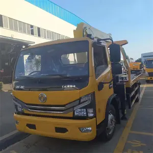 Dongfeng新品165hpフラットベッドレッカー牽引トラック4X2チルトトレイ、5トンブームクレーン故障トラック回収車両