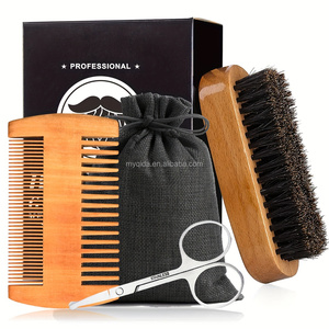 Râu cắt tỉa <span class=keywords><strong>Kit</strong></span> cho nam giới ria mép mũi tóc kéo nhỏ Gỗ Lược sồi râu bàn chải màu đen túi du lịch OEM/ODM món quà kỳ nghỉ - Product Image 1