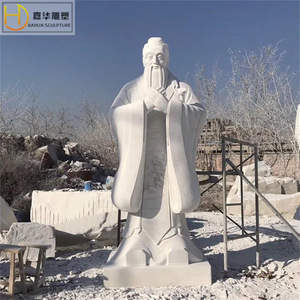 Estatua de Confucio Tallada en Piedra Jiahua, Escultura de Jardín de Estilo Chino en Mármol Blanco, Figura Duradera - Product Image 3