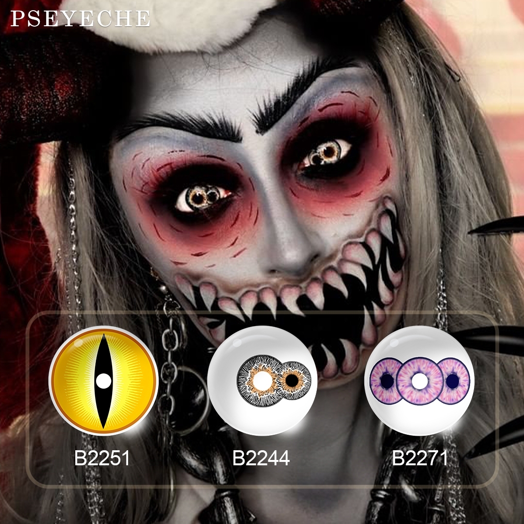 PSEYECHE SCLERA Contact Lenses 22 mm Anime Sharingan Halloween Cosplay Eye Contact Lenses Color Contact Lens