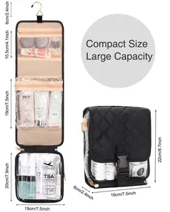 ReIaveI Small Travel Makeup Bag Compact Hanging Toilet Bag Women's Waterproof Nylon Wash Bag