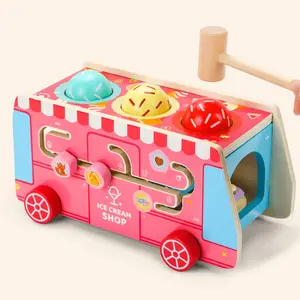 COMIKI Holzeis Auto Montessori Kinder Form Matching Toy Wood Multifunktion ales Autos pielzeug Pairing Pull Radieschen Spielzeug