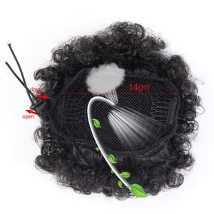 Moño sintético Afro, 8 pulgadas, marrón, con cordón, extensión de cabello - Product Image 6