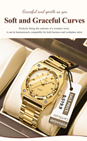 Nuevo para Poedagar 788, reloj de cuarzo de moda cuadrado dorado para niñas, resistente al agua, personalizable, banda de acero inoxidable, esfera de cristal