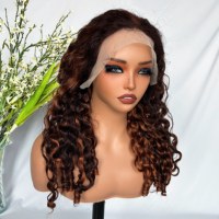 Perruque brésilienne en dentelle frontale 13*4, 50% cheveux humains, boucles birmanes, douce, naturelle, mélange synthétique, vente en gros