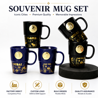 Tasse à boisson en céramique de luxe plaquée or personnalisée, souvenir parfait pour les touristes de Dubaï, Qatar, Las Vegas, avec logo personnalisé