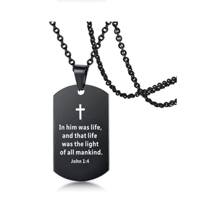 Collar con Etiqueta de Perro de Acero Inoxidable <span class=keywords><strong>para</strong></span> Hombre, Joyería Religiosa Personalizada, Nombre, Comunión, Versículo DE LA Biblia - Product Image 6