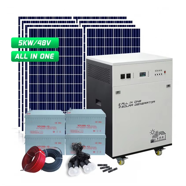 Portable 1000w 3000w 6000w Solar Power Generator Set for House Complete 500w Mppt Controller Polycrystalline Silicon Solar
