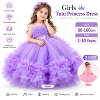 Robe de princesse tutu pour petites filles, rose et violette, robe de bal pour enfants, robe de soirée formelle en tulle à volants pour anniversaire, vente en gros