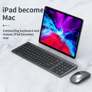 Kombo Keyboard Mouse Isi Ulang Nirkabel Bluetooth 2.4G Kualitas Tinggi Cocok untuk Windows/Iso/Mac