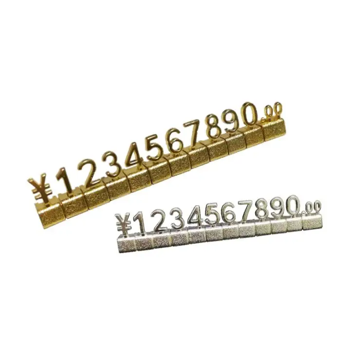 Metallo Oro Gioielli Cubo Orologi Garment Prezzo Numero In Dollaro RMB Euro Cartellini dei Prezzi, 3D cartellino del prezzo del metallo dei monili del piatto di visualizzazione