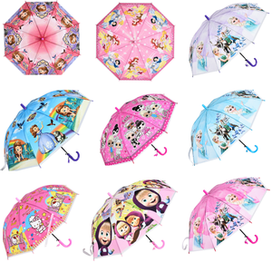 Parapluies pour enfants en plastique avec poignée, 19 pouces, 8K POE, en gros, pas chers, en forme de J, droits, imprimés de dessins animés avec sifflet - Product Image 4