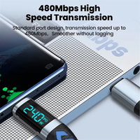 240W Pantalla digital Tipo C a Tipo C Cable de carga rápida USB C Cable de datos para teléfono 15 16 Samsung Xiaomi Tablet