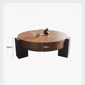 Ensemble de <span class=keywords><strong>table</strong></span> basse Majlis arabe du Moyen-Orient <span class=keywords><strong>Table</strong></span> de rangement ronde en noyer pour la maison intérieure - Product Image 4