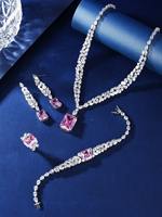BrideTalk Parure de Collier de Luxe Tendance, Zircon Rose Haut de Gamme avec Cuivre, pour Mariage et Soirée