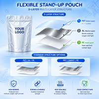 Sacs d'emballage personnalisés Packfortune en aluminium doré translucide avec fermeture éclair en PET pour fruits secs, fleurs, thé, lait