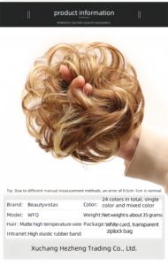 <span class=keywords><strong>Cheveux</strong></span> synthétiques bouclés chouchou élastique Messy Bun <span class=keywords><strong>postiche</strong></span> <span class=keywords><strong>pour</strong></span> femmes noir <span class=keywords><strong>Chignon</strong></span> Updo Extensions de <span class=keywords><strong>cheveux</strong></span> vague naturelle Clip-in - Product Image 3