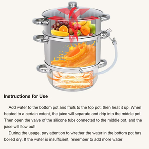 Extractor de Jugo de Frutas Manual de Acero Inoxidable Ecológico de 8L, Olla de Cocina de Tres Capas y Juego de Olla de Vapor por Inducción para Uso en la Cocina - Product Image 3