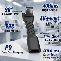 Logo personnalisé OEM 90 °   Câble d'extension USB-C mâle vers femelle flexible FPC court, adaptateur de charge rapide 40 Gbit/s vidéo 4K