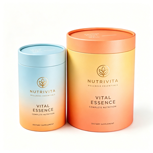 High Quality Custom Gradient Vitamin Paper Tube Packaging with Peel Off Lid Luxury Food Grade Supplement Canister Custom Logo - Product Image 6