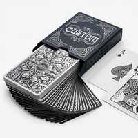 Cartas de Juego Personalizadas Art Nouveau, Baraja de Papel Negro con Relieve Profundo y Lámina Plateada para Regalos y Eventos