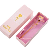 Vente flash 2025 - Boîtes cadeaux roses - Fleurs artificielles plaquées or 24 carats - Fleurs en feuille d'or rose - Cadeaux pour la Saint-Valentin - Rose arc-en-ciel galaxie