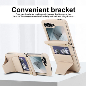 Étui de téléphone porte-carte pour <span class=keywords><strong>Samsung</strong></span> Z <span class=keywords><strong>Flip</strong></span> 7 6 5 4 <span class=keywords><strong>3</strong></span> PC étui pliant <span class=keywords><strong>coque</strong></span> rigide Funda couverture arrière Mobile avec lanière - Product Image 2