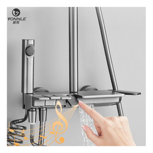 Ensemble <span class=keywords><strong>de</strong></span> <span class=keywords><strong>douche</strong></span> à robinet <span class=keywords><strong>d</strong></span>'<span class=keywords><strong>eau</strong></span> chaude et froide à 360 degrés en acier inoxydable à poignée unique avec valve en céramique à motif <span class=keywords><strong>de</strong></span> pause douce pour massage par <span class=keywords><strong>jet</strong></span> - Product Image 2