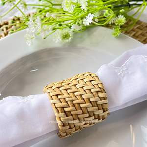 Servilleteros de ratán Vintage ecológicos, Decoración de mesa de boda, servilleteros de mimbre duraderos - Product Image 2