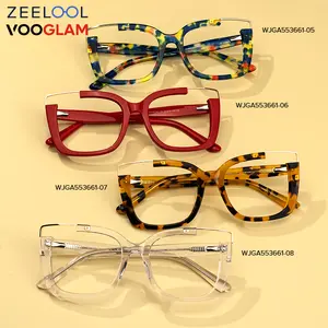 Zeelool品牌女式醋酸龟多色矩形光学眼镜架女式眼镜