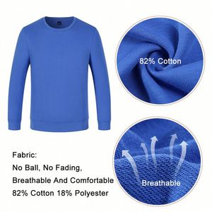 Design 350gsm Unisex Crewneck Sweatshirt Regular Fit Heavyweight Long <b>Sleeve</b> Custom Logo Embroider Print Cotton Blend - Product Image 6