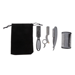 Ensemble de soins de la <span class=keywords><strong>barbe</strong></span> Playboy en quatre pièces, rasoir pliant, porte-anneau, brosse, peigne, sac de rangement, noir, <span class=keywords><strong>kit</strong></span> de toilettage pour adultes - Product Image 5