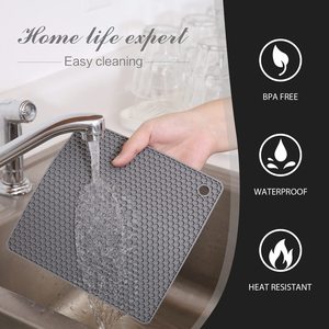BPA-Free Food Grade Silicone Oven <b>Trivet</b> Mats Multipurpose Non-Slip Hot Potholders with Honeycomb Design - Product Image 5