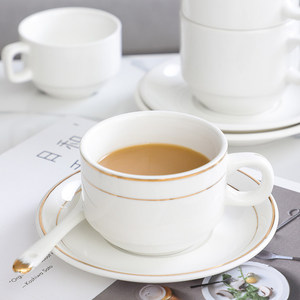 Set di Tazze da Caffè in <span class=keywords><strong>Stile</strong></span> Nordico con Bordo Dorato e Cucchiaino Personalizzabile per Uso Alberghiero per Caffè e Tè al Latte - Product Image 4