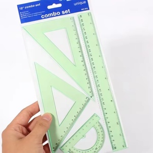 Juego de Reglas de Geometría de Plástico de Calidad Superior, 4 Piezas, Regla Recta y Triángulo - Product Image 1