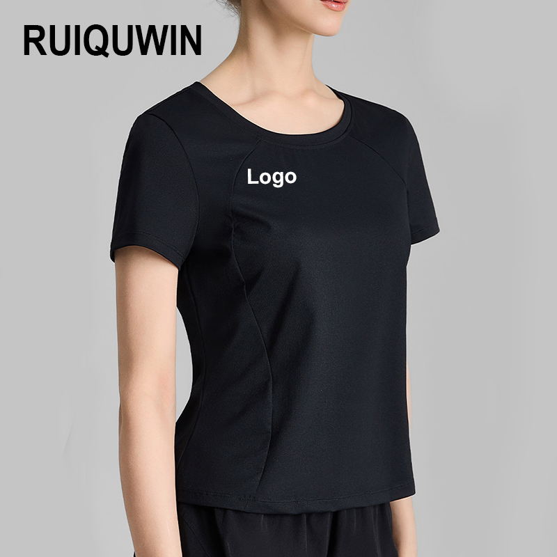 RUIQUWIN Wholesale Custom Women's Fitness Yoga T-Shirt High Elastic Breathable Sports Short Sleeve Top for Gym Pilates Running