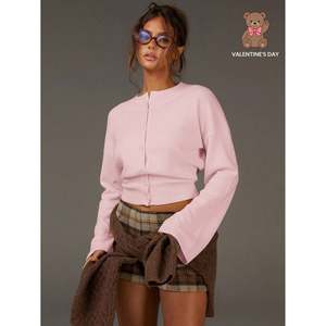 <b>Cropped</b> Bell Sleeve <b>Cardigan</b> Pink <b>Women's</b> Valentine' Day Style - Product Image 1