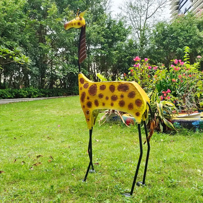 Enfeites de luz solar de led, decoração de jardim ao ar livre, girafa de metal