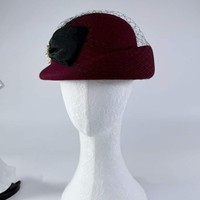 Nouveau chapeau béret élégant pour femme en 100 % laine, collection automne-hiver 2027, style britannique, avec voile en résille et fleurs