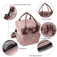 Boîte à lunch pliable à double couche personnalisée, sac isotherme imperméable, sac de pique-nique d'extérieur, sac isotherme avec bandoulière