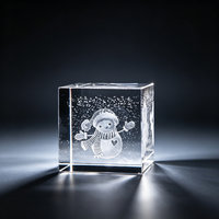 Cube en cristal K9 gravé au laser 3D sur le thème de Noël, presse-papiers en cristal personnalisé, décoration de table, souvenir de Noël