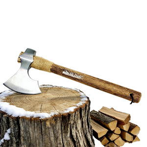 ขวานยุทธวิธีแบบ DIY สำหรับการเอาชีวิตรอดและการตั้งแคมป์  ใบมีดเหล็กคาร์บอนด้านหลังแบน ด้ามไม้ สำหรับกิจกรรมกลางแจ้ง  ลดราคาพิเศษ - Product Image 1