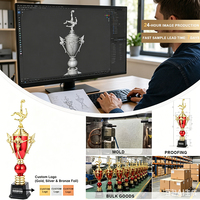 Trofeo de Fútbol Clásico de Plástico Rojo, Trofeo Grande, Trofeo de Fútbol con Gancho Invertido, Trofeo Personalizado, Trofeo de Plástico