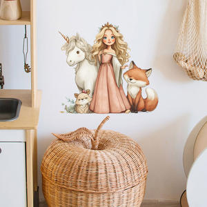 <span class=keywords><strong>Adesivi</strong></span> Murali 3D Impermeabili Personalizzati con Personaggi Cartoon Carini Cavallo Volpe Principessa per Cameretta Bambina - Product Image 3