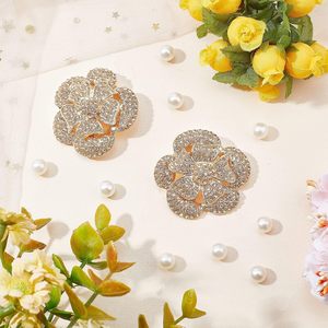 Clips à chaussures en cristal PCS, breloques de luxe en strass de X pouces, boucles florales exquises couleur or clair, décoration bijoux avec boîte pour femme - Product Image 5