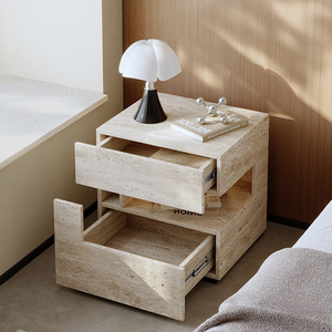 Chevets flottants naturelistes avec <span class=keywords><strong>lampe</strong></span> intelligente, 2 tiroirs, table de <span class=keywords><strong>chevet</strong></span> pour chambres à coucher, hôtels - Product Image 2